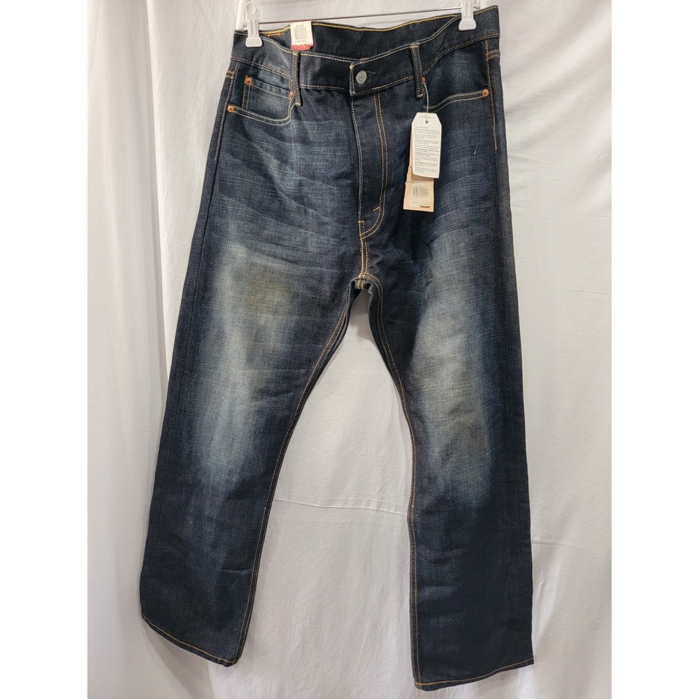 Levis 513 Slim Straight Jeans Mens 38x30 Dark Wash Blue Denim Stretch 085130582